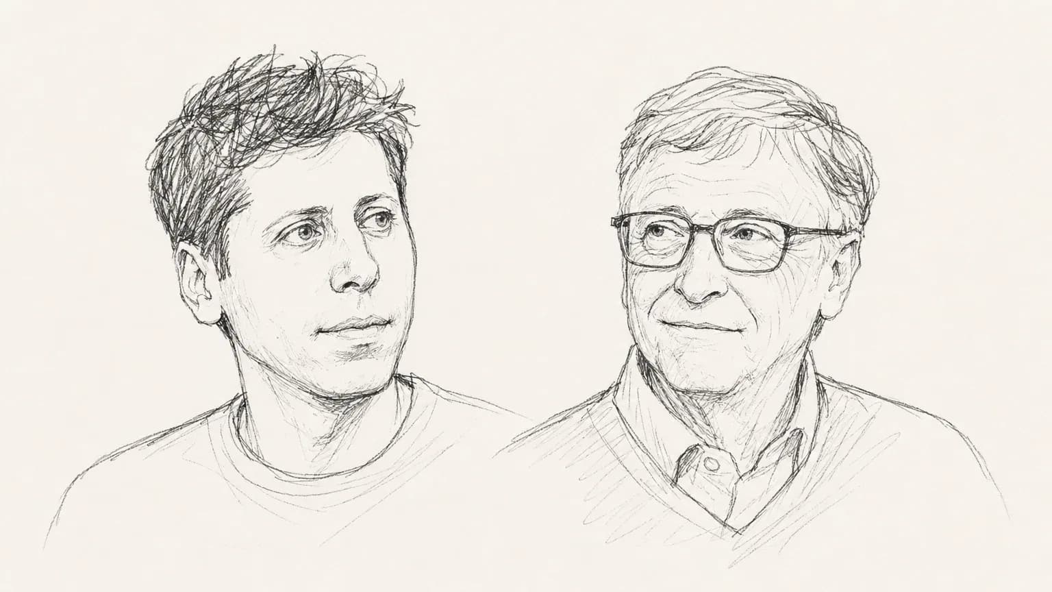 Sam Altman and Bill Gates. Illustration generated with OpenAI.